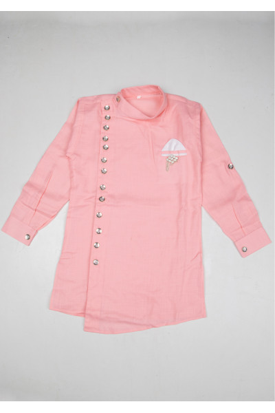 Princess Cut Pink Kurta Pajama Set For Kids (KR1282)